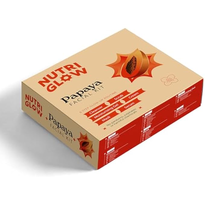 NUTRIGLOW طقم وجه فاكهة البابايا للرجال والنساء لبشرة متألقة (260 جرام - 10 مل) - Image 1